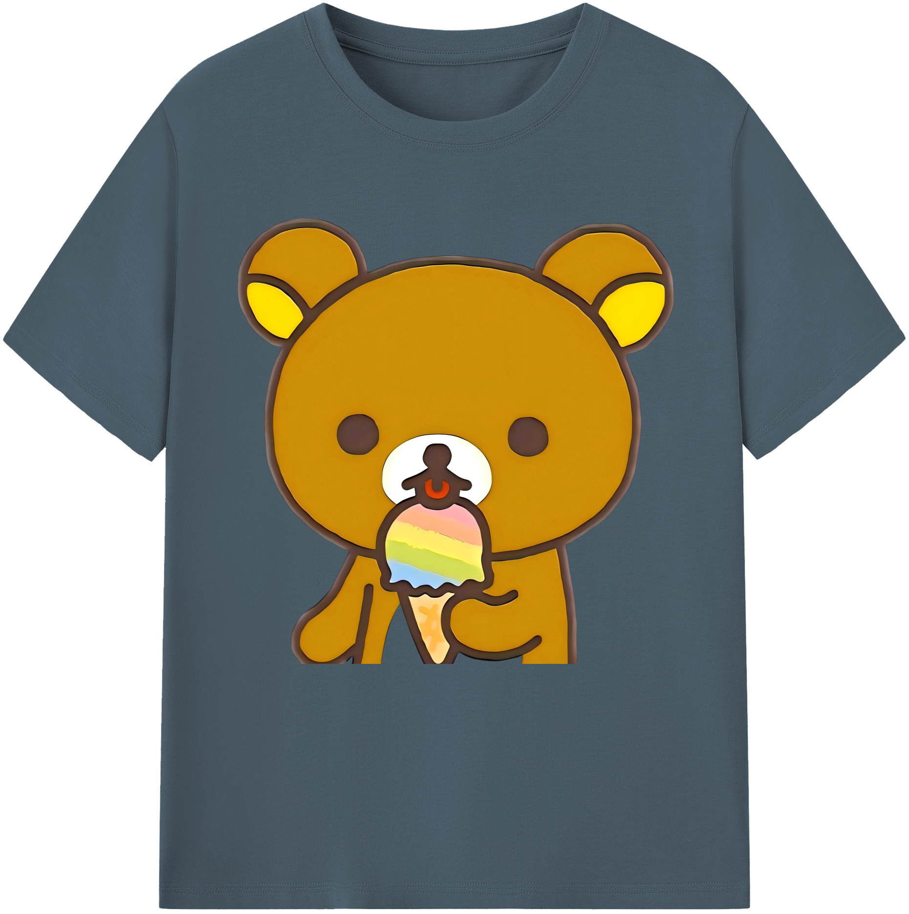 （画像用） リラックマ リラックマ キイロイトリ Rilakkuma Korilakkuma Kiiroitori 綿100％半袖Tシャツ（フロントプリント）